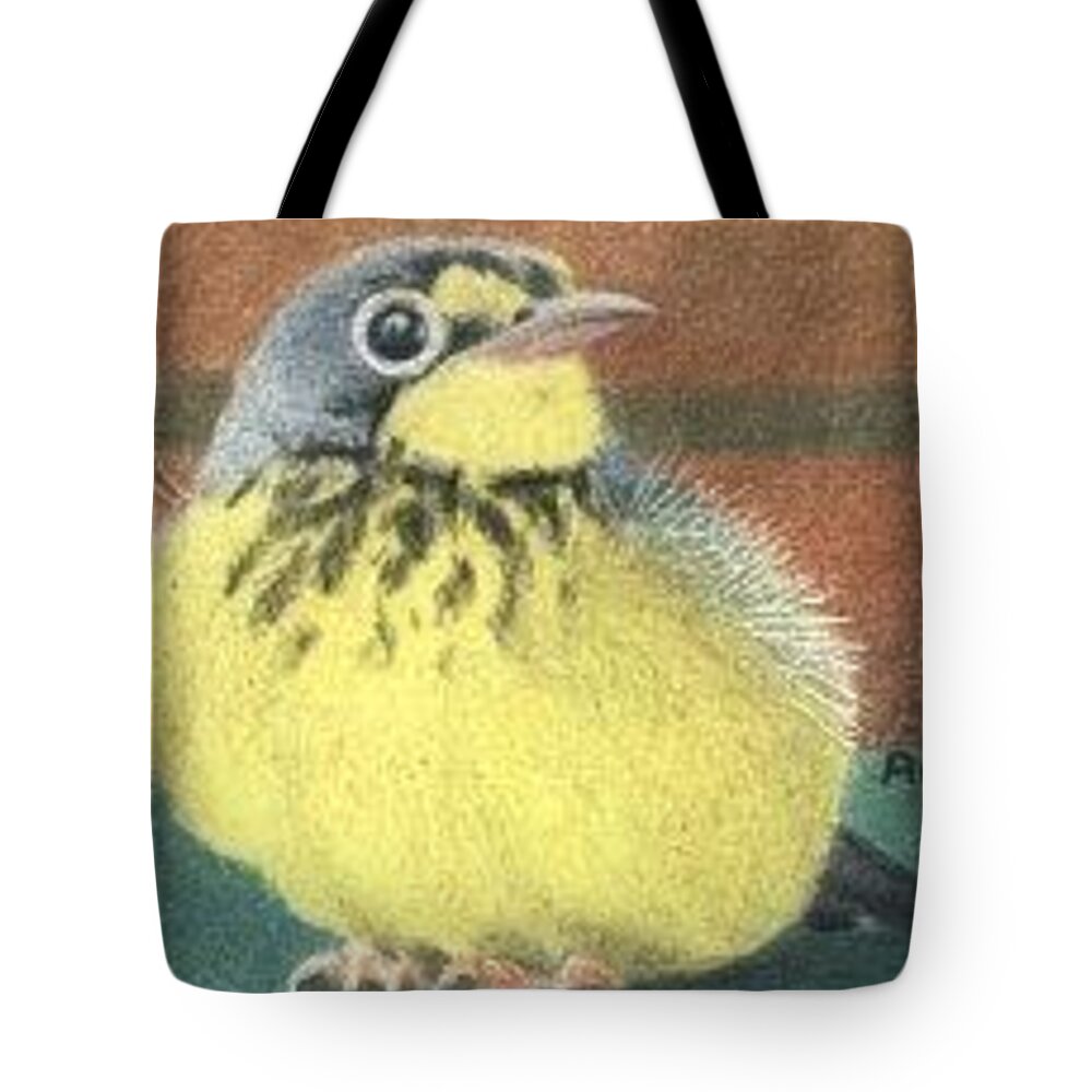 Bird Tote Bag featuring the drawing Happy Birdie - ACEO by Ana Tirolese
