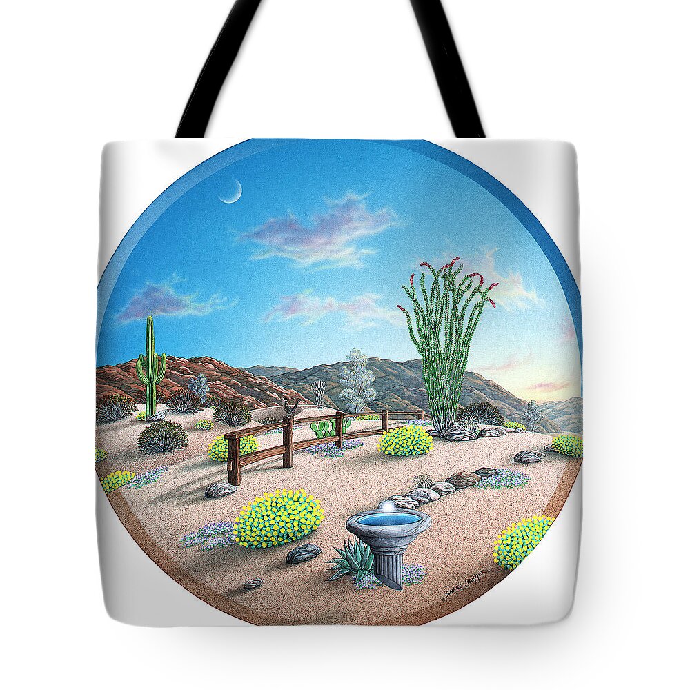 Desert Tote Bag featuring the painting Happy Trail by Snake Jagger