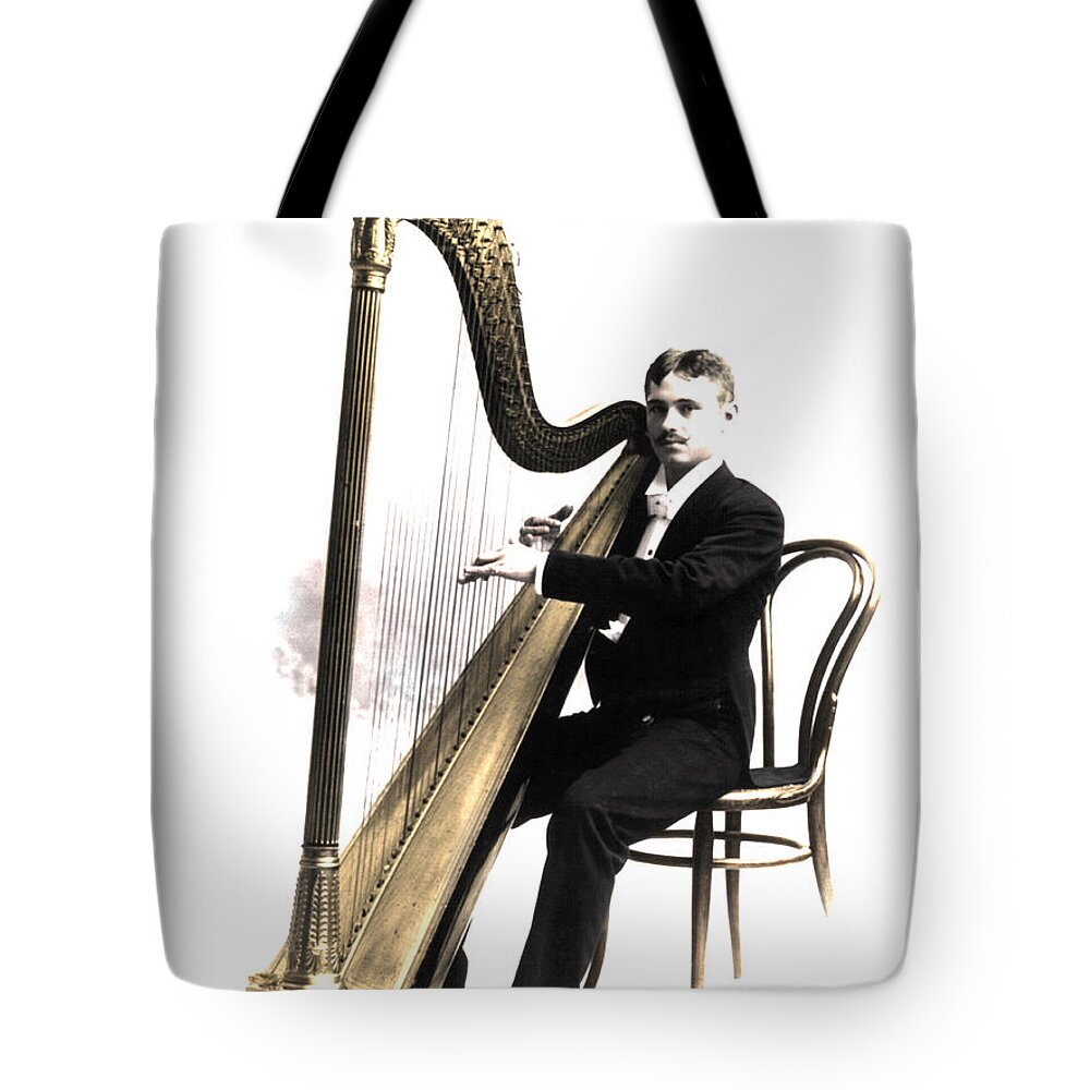 Harpist Tote Bag featuring the photograph Harp Player by Andrew Fare