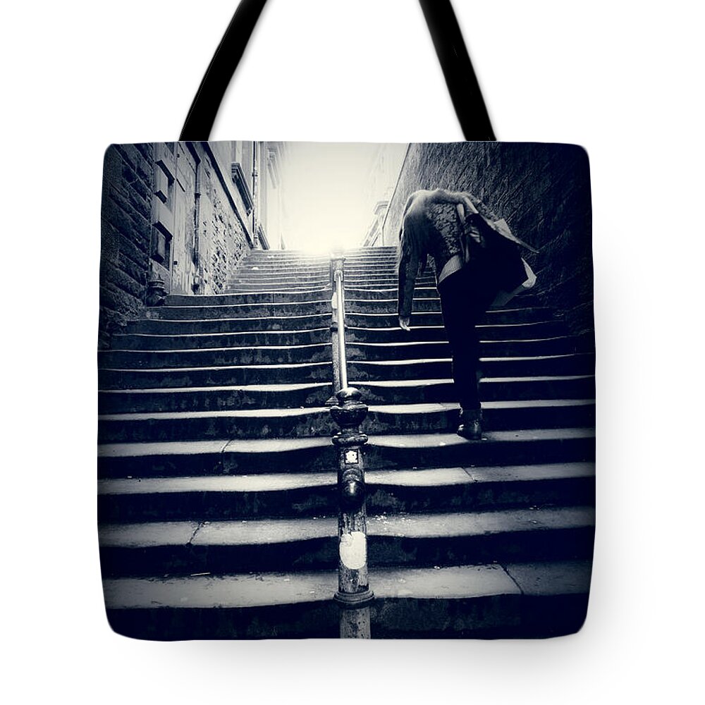 Figure Tote Bag featuring the photograph Heavy Today Blue Tomorrow by Dorit Fuhg