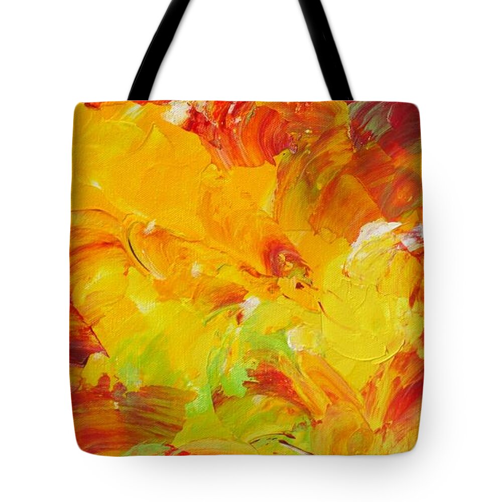 Abstract Tote Bag featuring the painting Hibiscus by Claire Gagnon