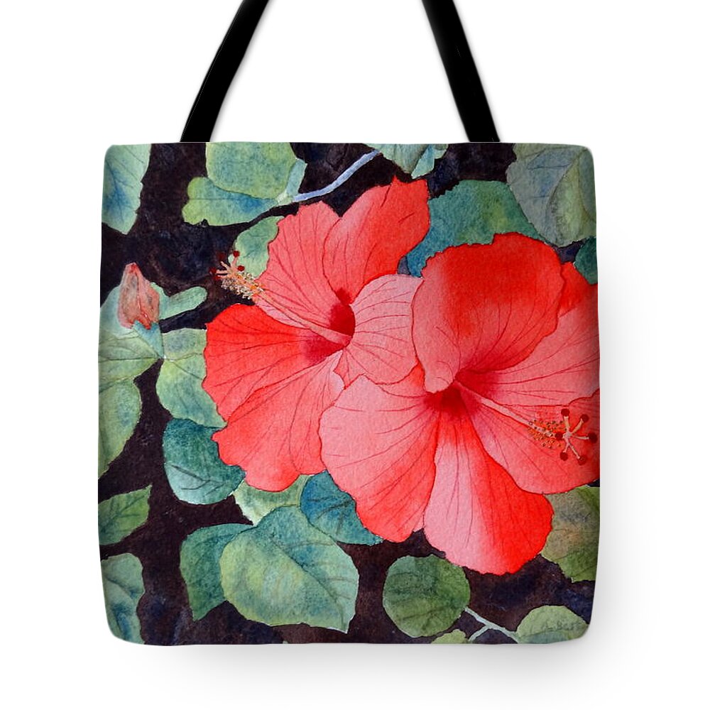 Hibiscus Tote Bag featuring the painting Hibiscus by Laurel Best