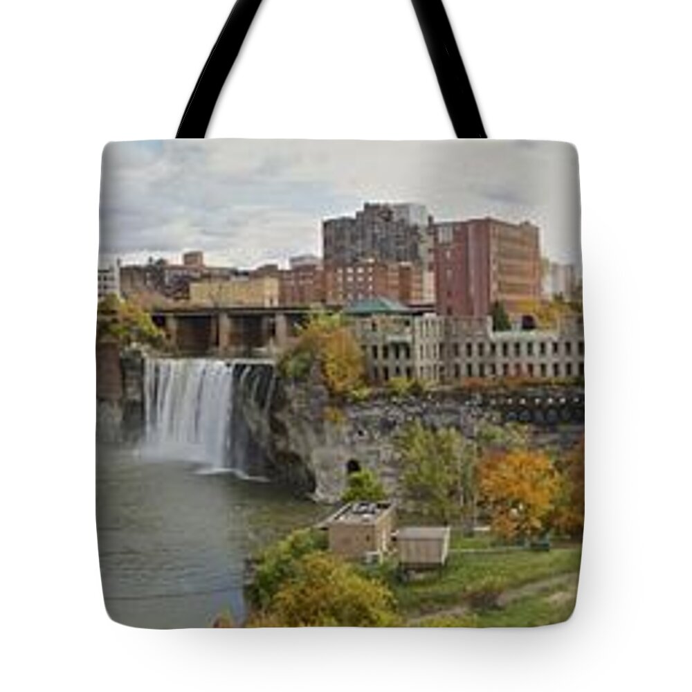 Landscape Tote Bag featuring the photograph High Falls Panorama by William Norton