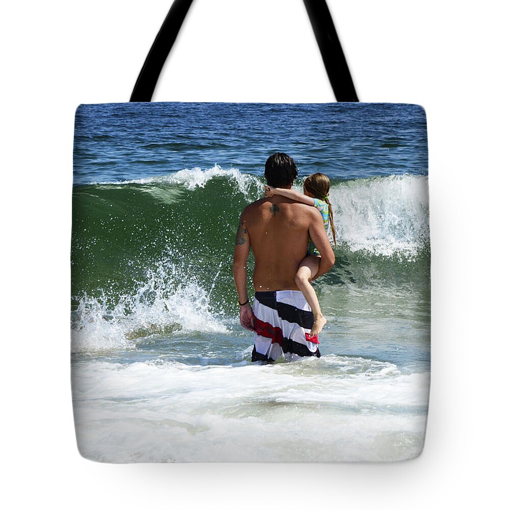 Rockaway Tote Bag featuring the photograph Holding on to Uncle Ryan by Maureen E Ritter