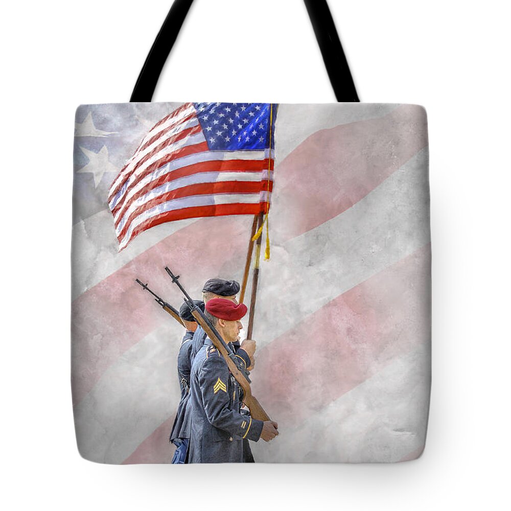 Flag Tote Bag featuring the digital art Honor Guard by Randy Steele