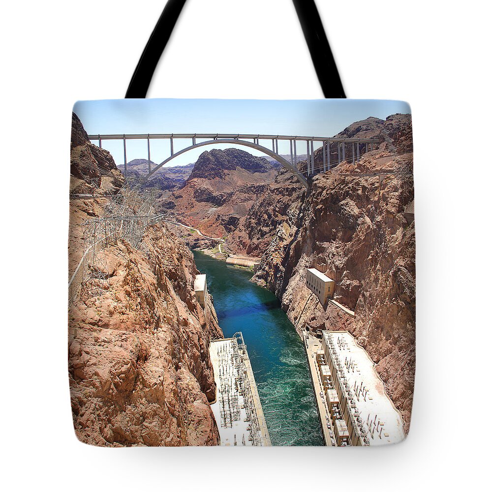 Hoover Dam Bridge Tote Bag featuring the photograph Hoover Dam Bridge by Mike McGlothlen