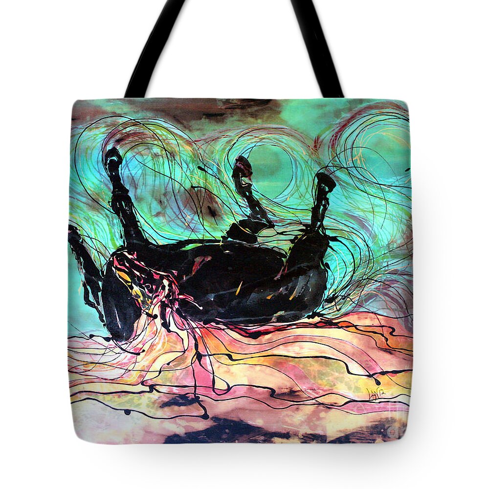 Horse Tote Bag featuring the tapestry - textile Horse Born of Earth Water Sky by Carol Law Conklin