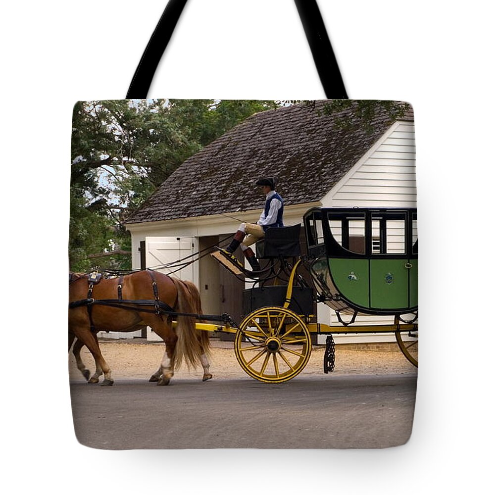 Enclosed Horse-drawn Carriage Tote Bag featuring the photograph Horse-drawn Carriage by Sally Weigand