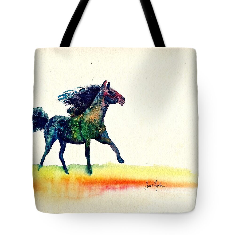 Horse Tote Bag featuring the painting Horse of a Different Color by Frank SantAgata