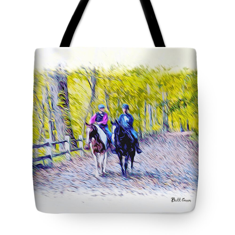 Horseback Riding Tote Bag featuring the photograph Horseback Riding by Bill Cannon