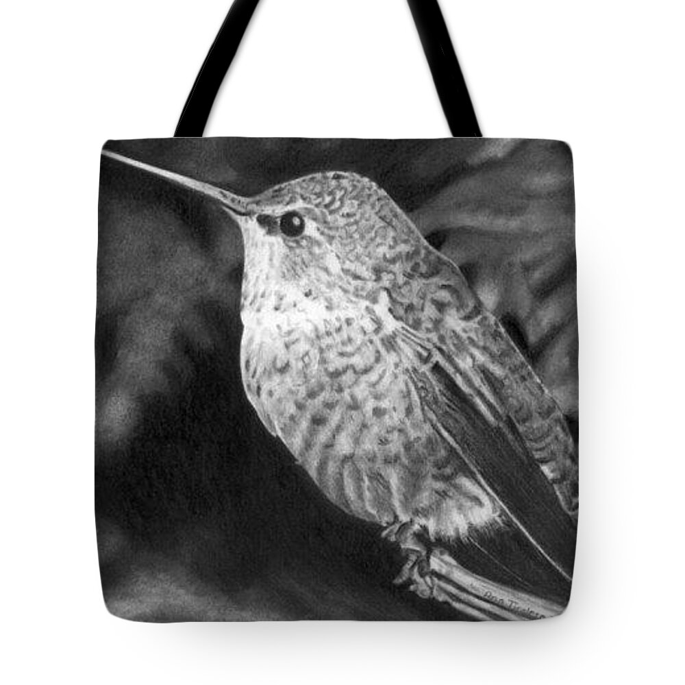 Bird Tote Bag featuring the drawing Hummingbird by Ana Tirolese