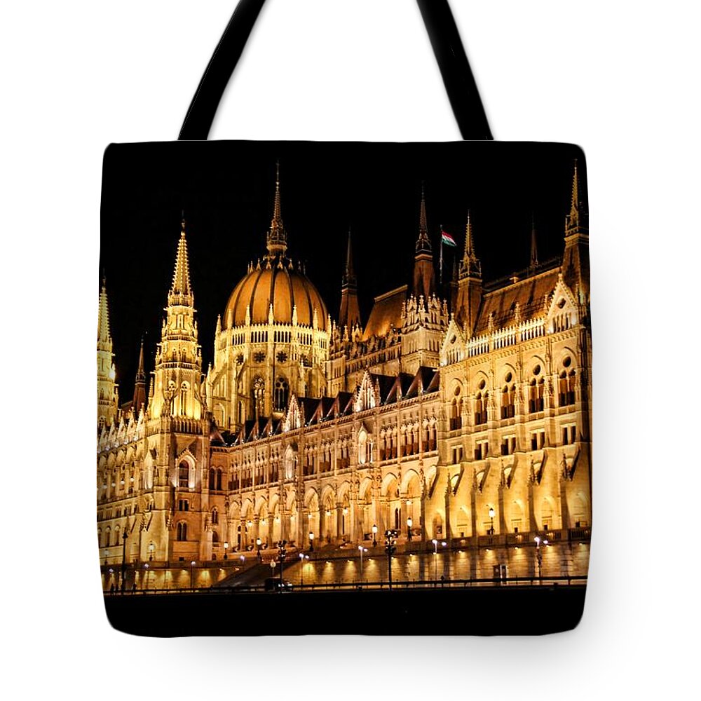 Hungarian Parliament Building Tote Bag featuring the photograph Hungarian Parliament Building by Mariola Bitner
