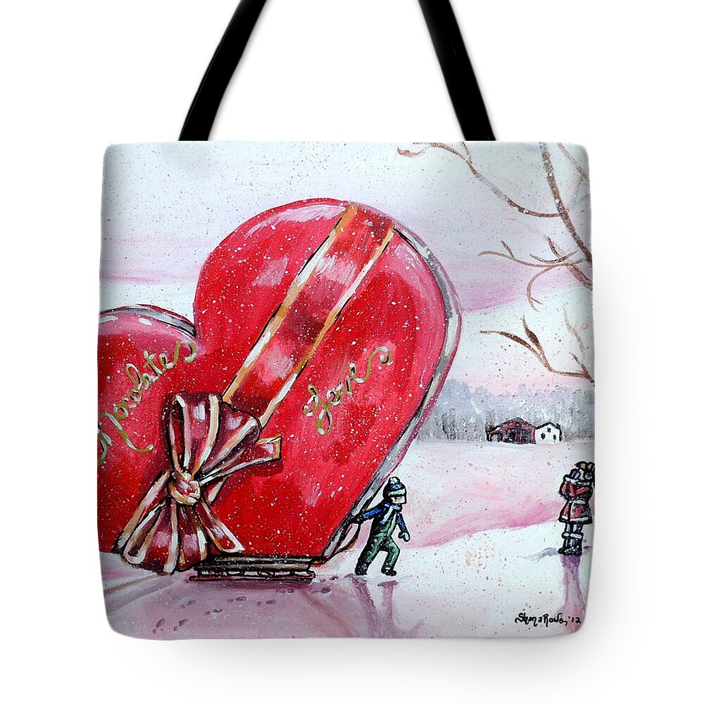 Heart Tote Bag featuring the painting I Love You THIIIS Much by Shana Rowe Jackson