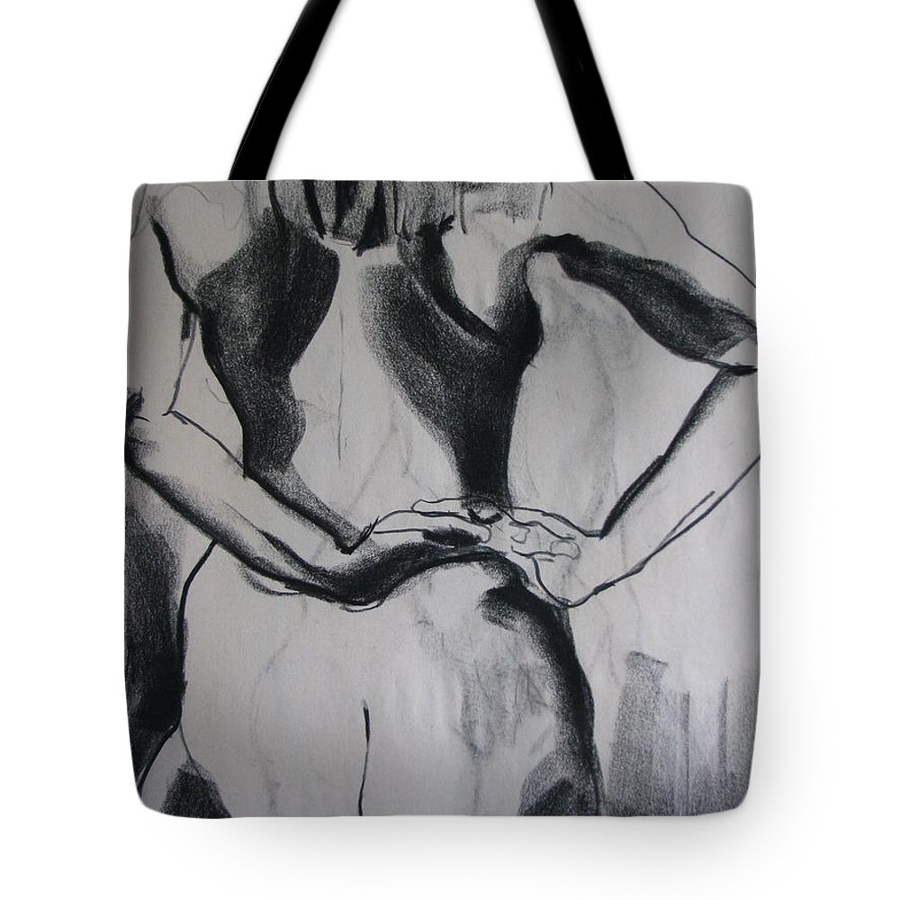 Figure Tote Bag featuring the drawing In the Studio by Rory Siegel