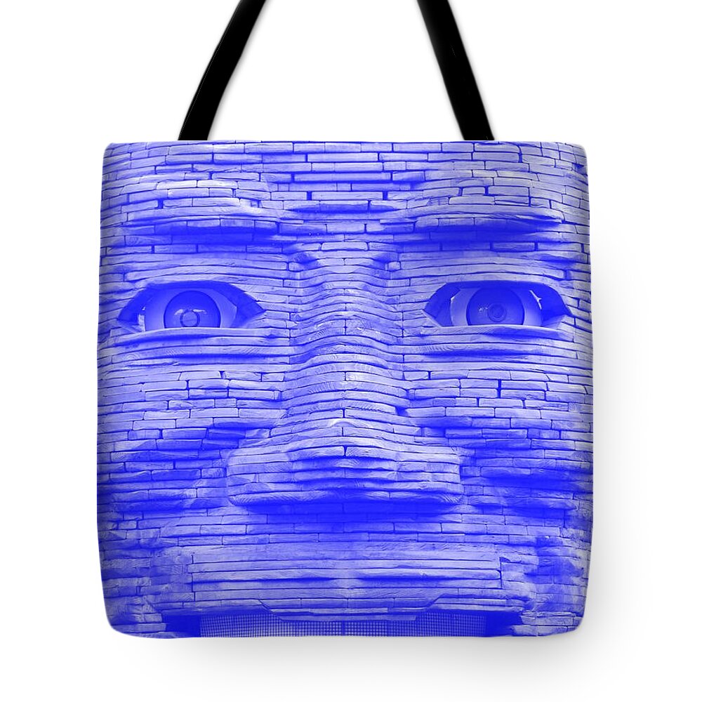 Architecture Tote Bag featuring the photograph IN YOUR FACE in NEGATIVE LIGHT BLUE by Rob Hans