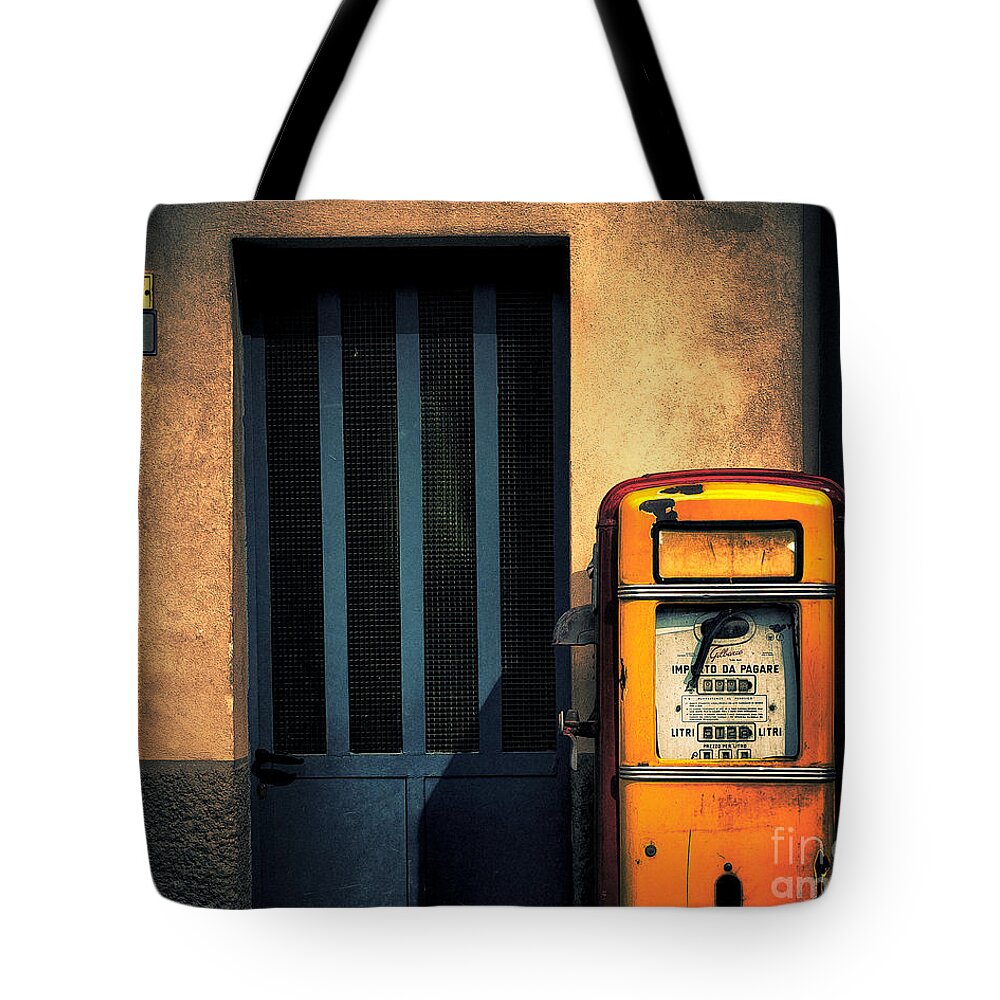 Gasoline Tote Bag featuring the photograph Italian gasoline by Silvia Ganora