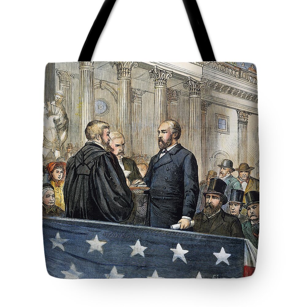 1881 Tote Bag featuring the drawing J. A. Garfield Inauguration by Granger