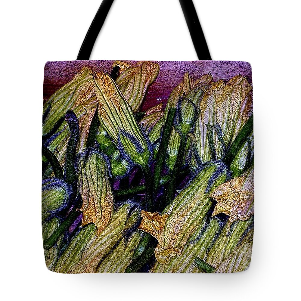 Digital Art Tote Bag featuring the digital art Jamies Flowers by Leo Symon