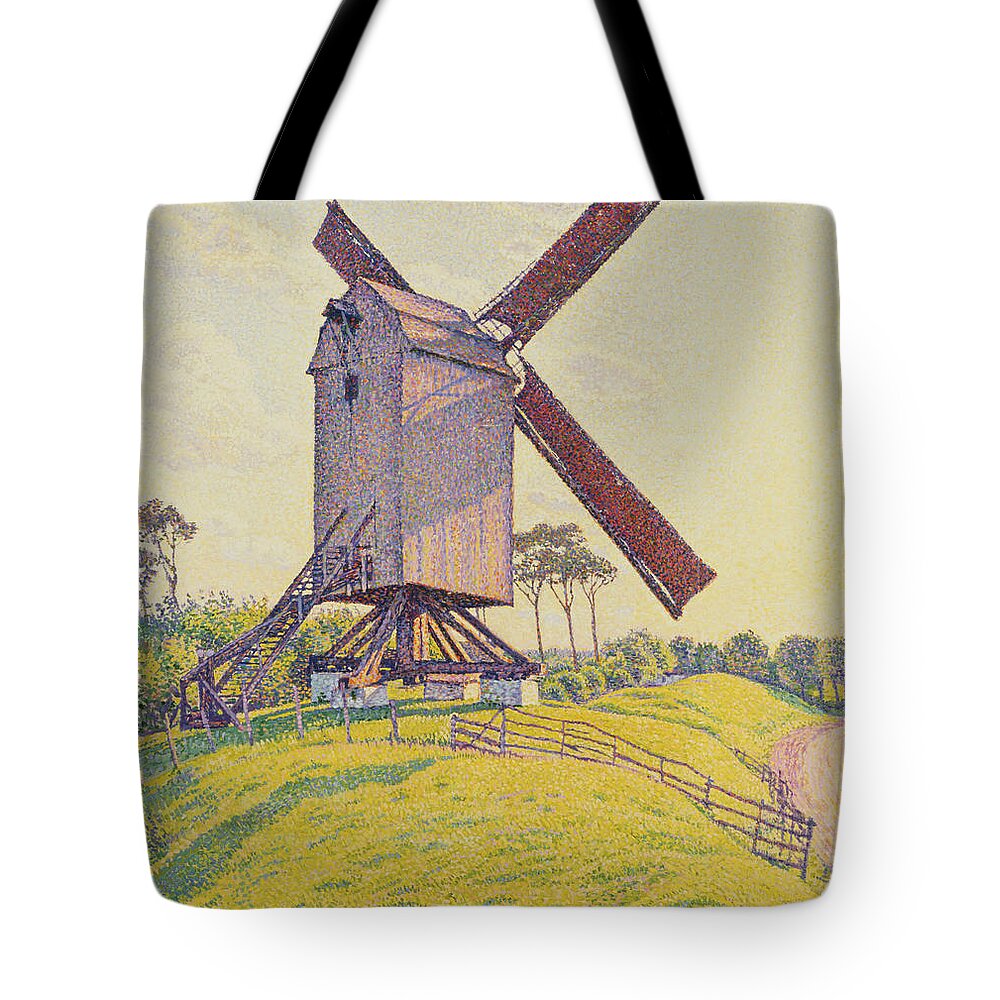 Le Moulin De Kalf Tote Bag featuring the painting Kalf Mill by Theo van Rysselberghe