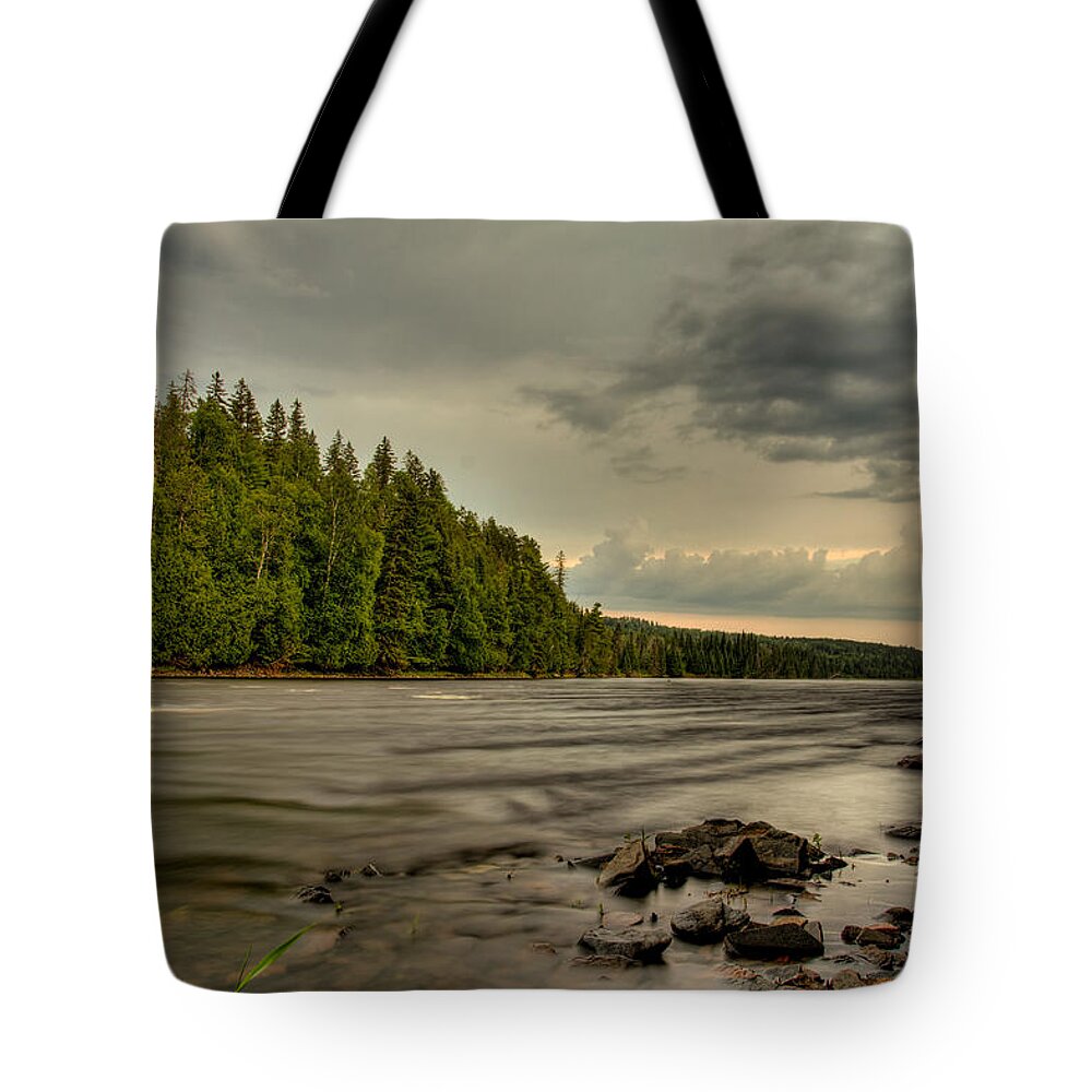 Green Mantle Tote Bag featuring the photograph Kaministiquia River by Jakub Sisak