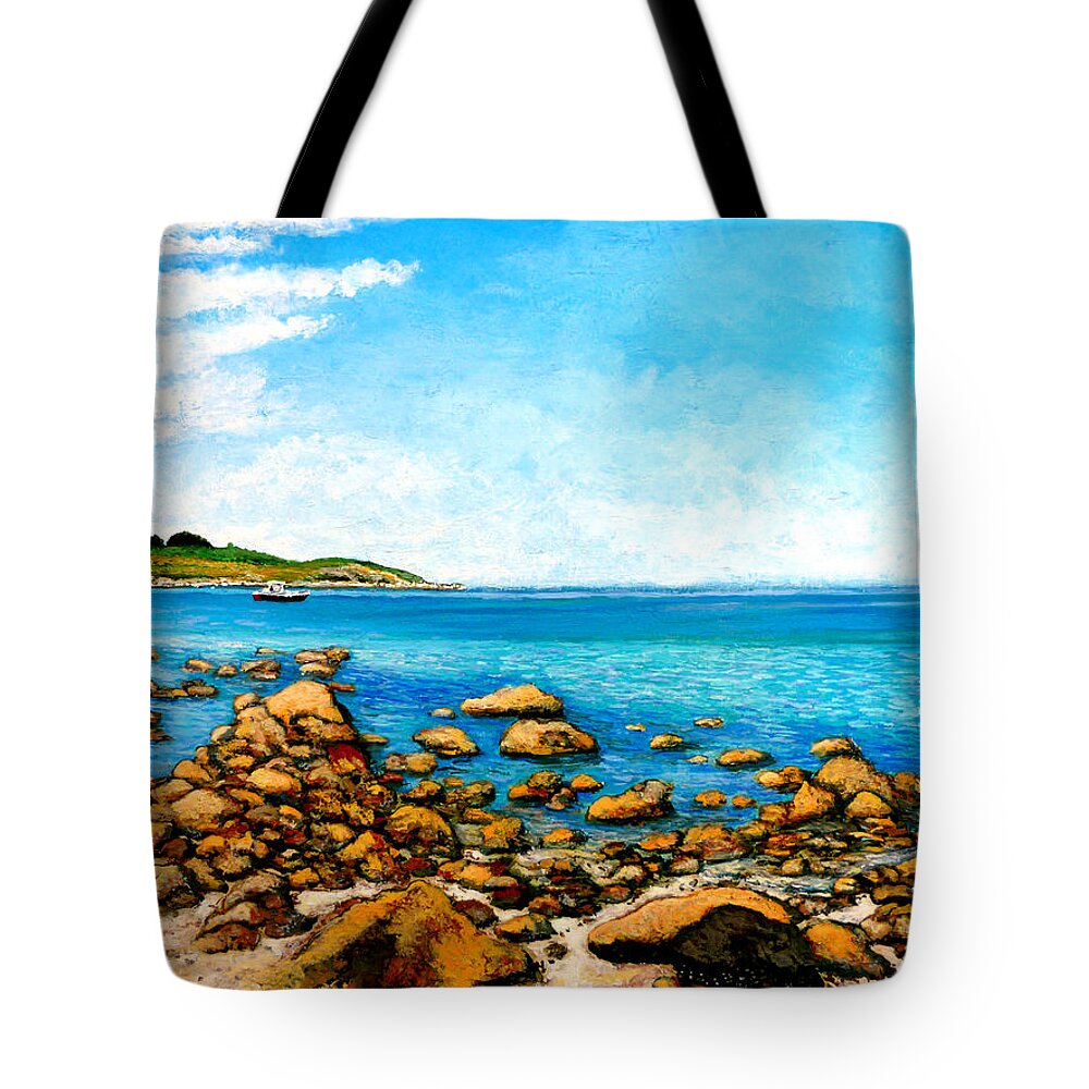 Kettle Cove Tote Bag featuring the painting Kettle Cove by Tom Roderick
