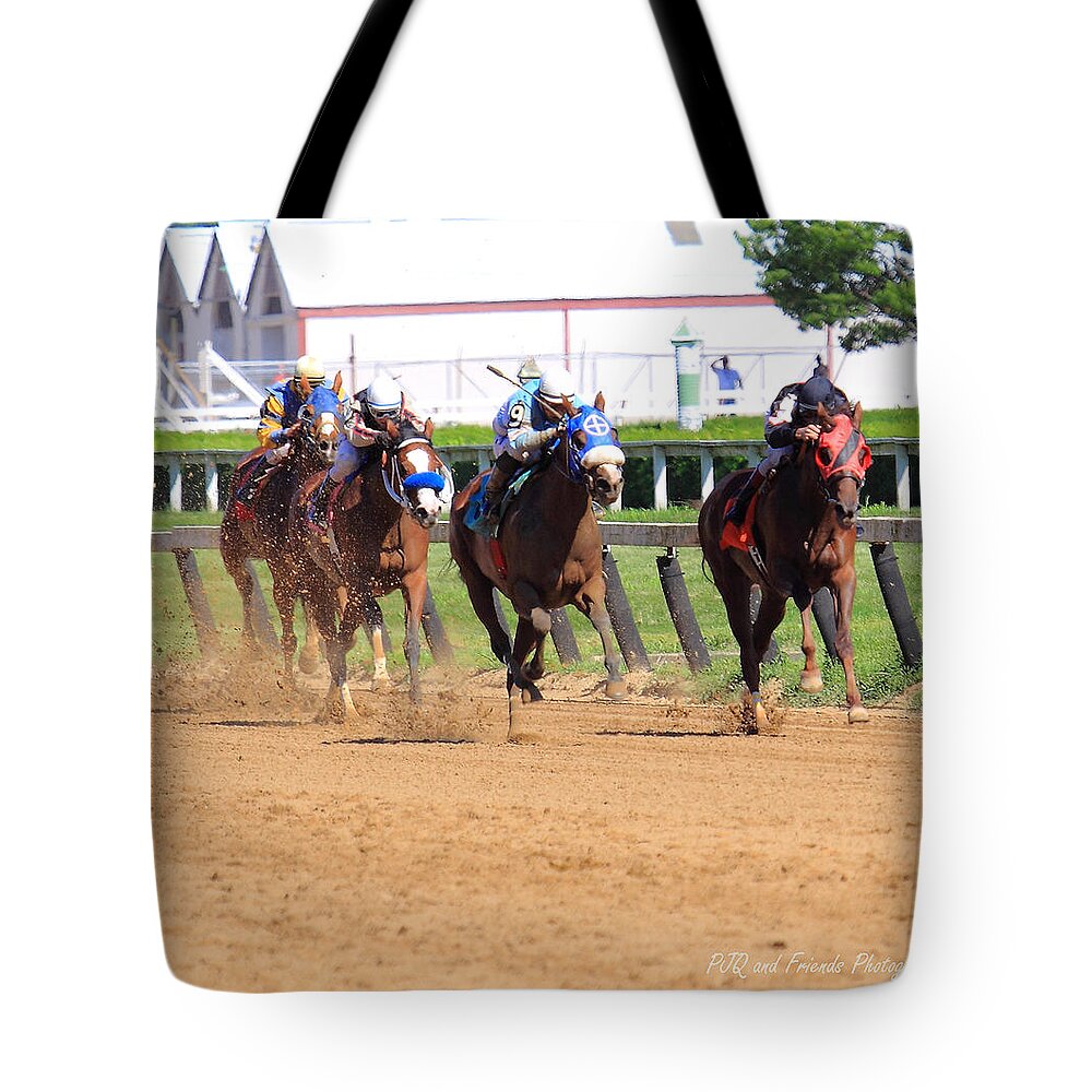  Tote Bag featuring the photograph 'Kickin' Dirt' by PJQandFriends Photography