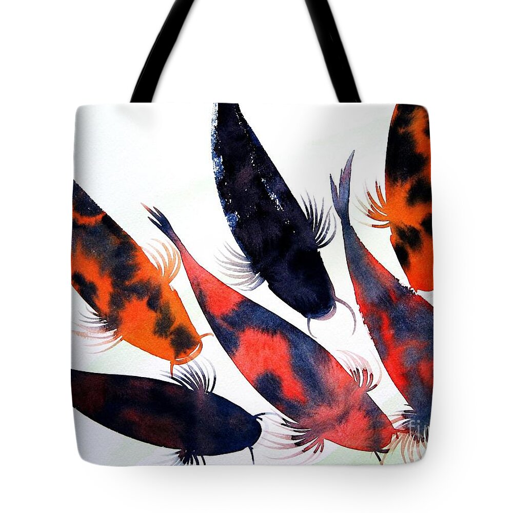 Nature Tote Bag featuring the painting Koi Pond by Frances Ku