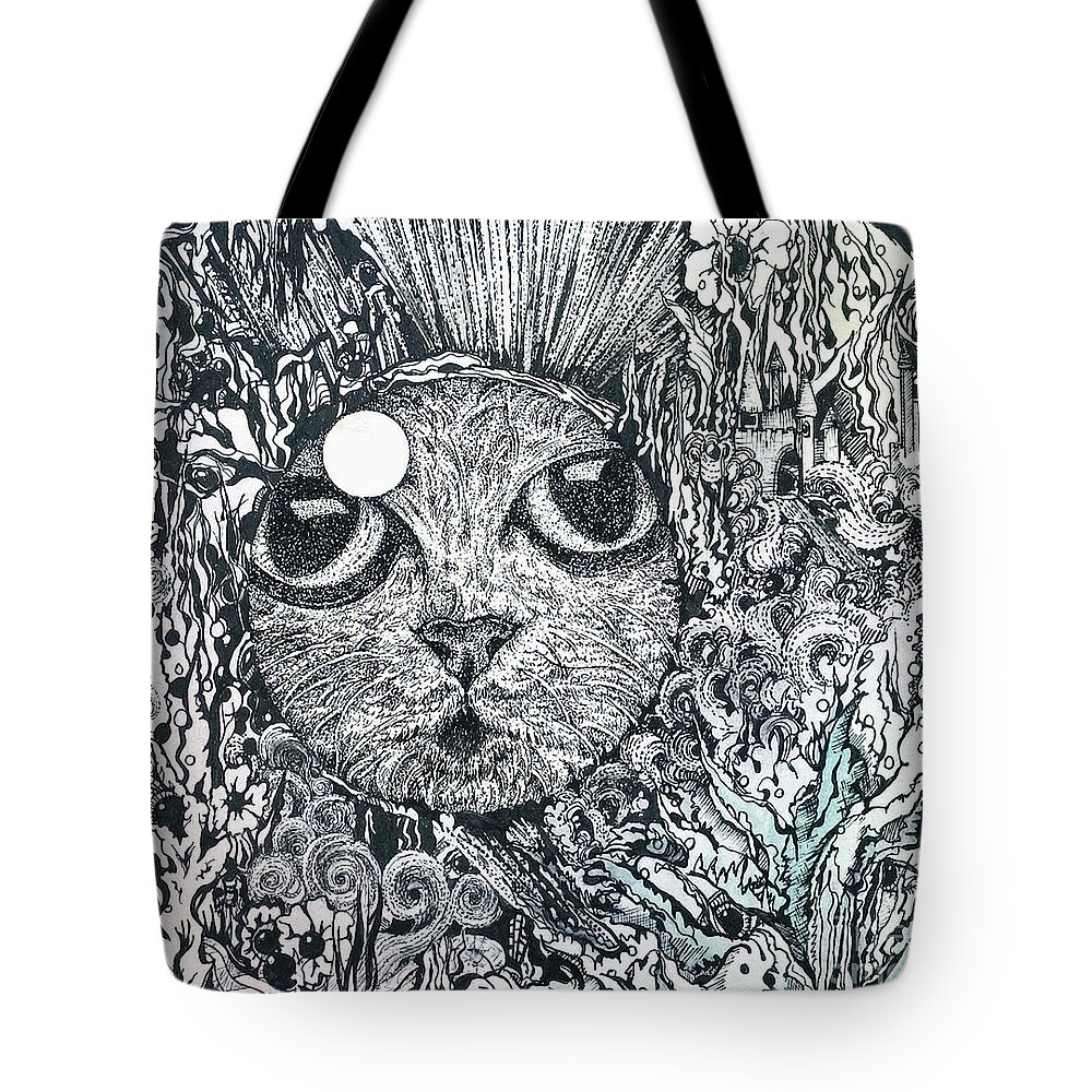 Cat Tote Bag featuring the painting Cat in a Fish Bowl by Danielle Scott