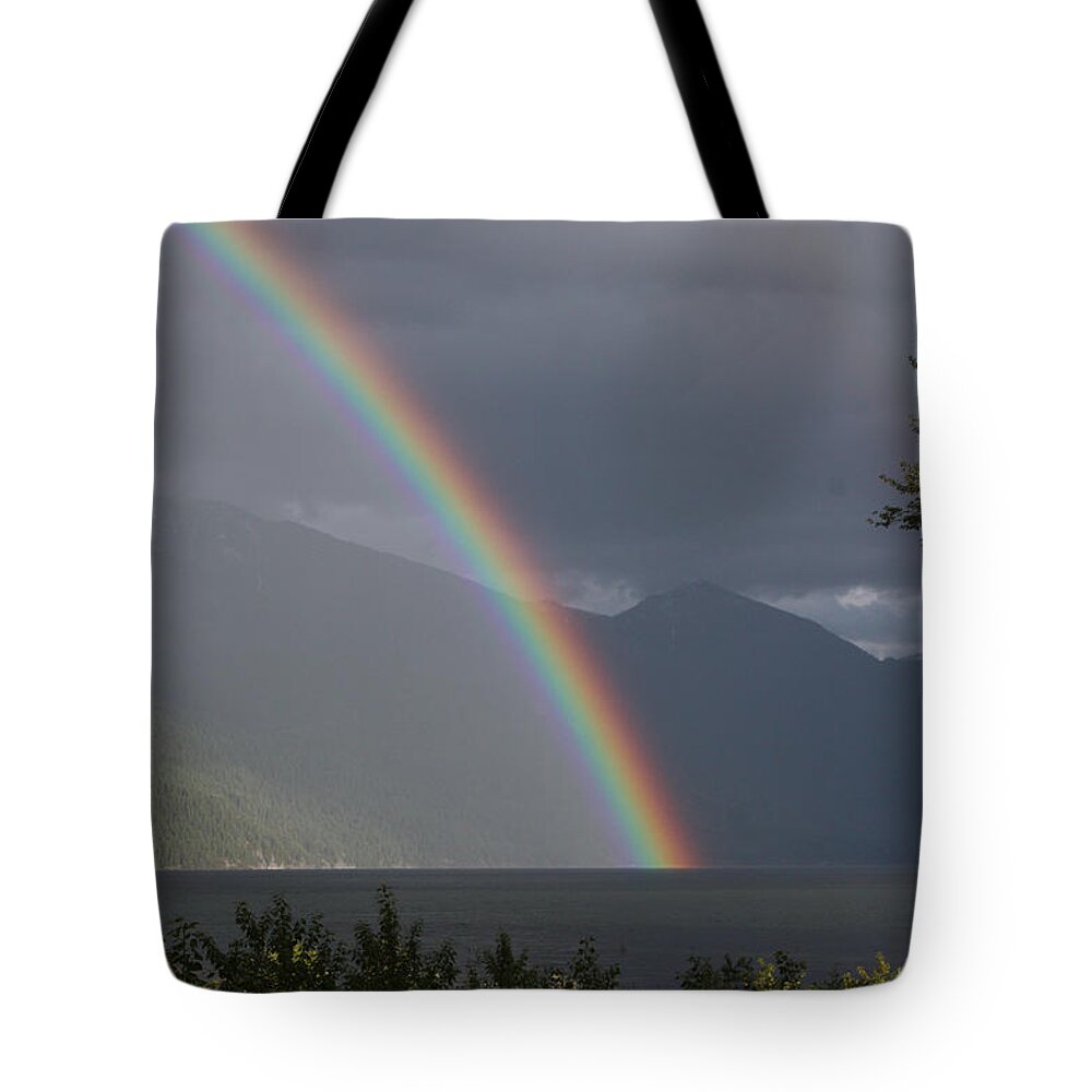 Rainbow Tote Bag featuring the photograph Kootenay Rainbow by Cathie Douglas