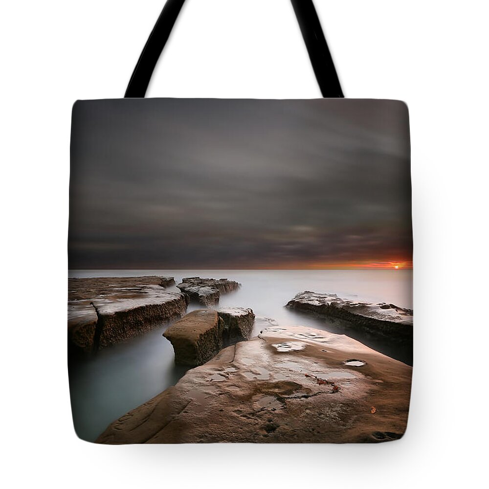 Sun Tote Bag featuring the photograph La Jolla Reef Sunset by Larry Marshall