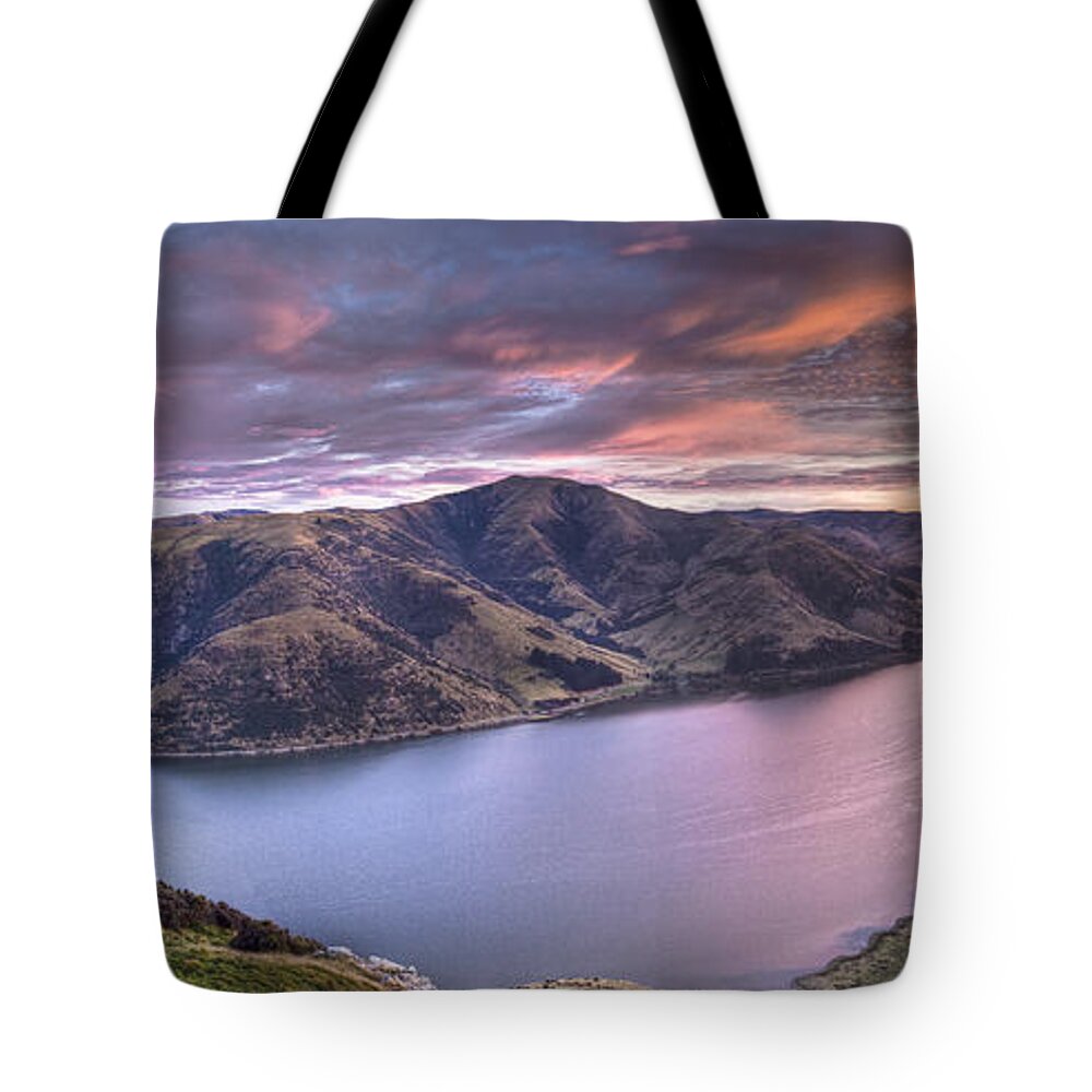 00441964 Tote Bag featuring the photograph Lake Forsyth At Dawn Canterbury New by Colin Monteath
