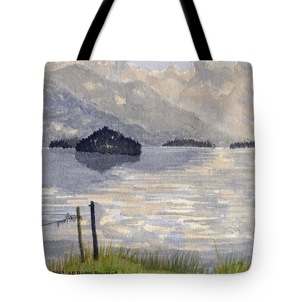Lake Kilarney Tote Bag featuring the painting Lake Kilarney Ring of Kerry Watercolour Painting by Edward McNaught-Davis