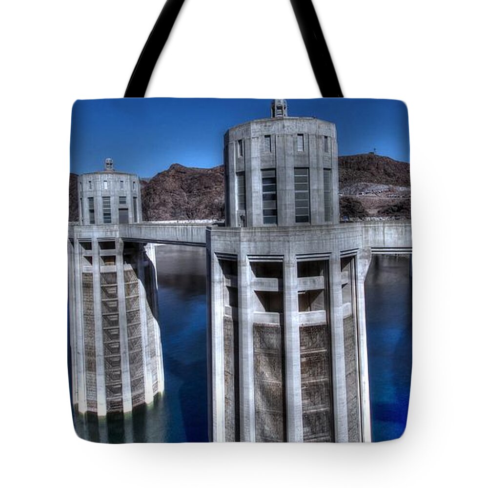 Lake Mead Tote Bag featuring the photograph Lake Mead Hoover Dam by Jonathan Davison