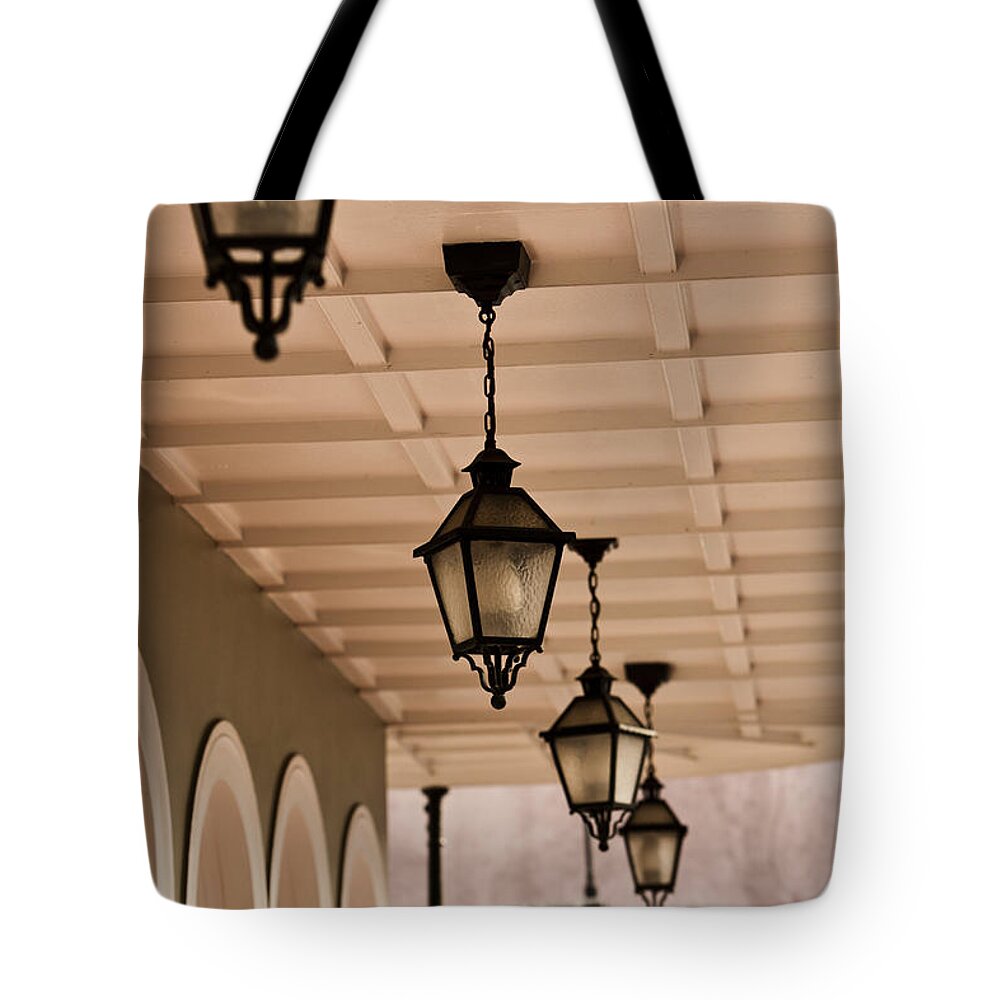 New Orleans Tote Bag featuring the photograph Lamps by Leslie Leda