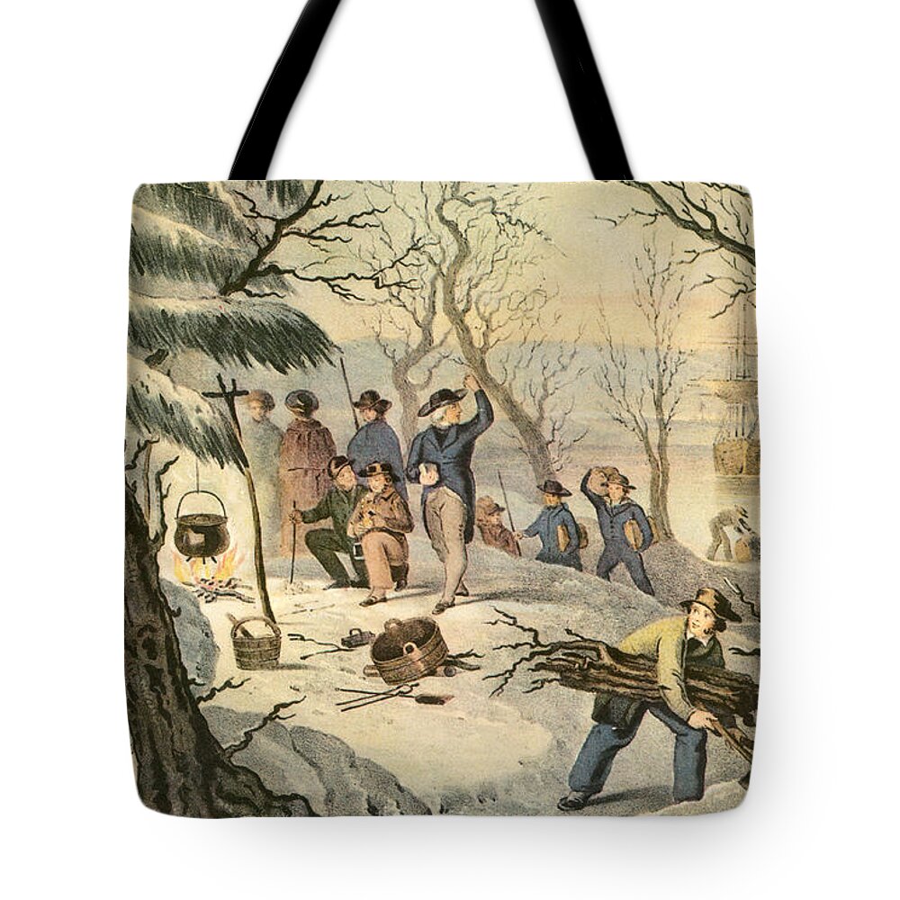 Art Tote Bag featuring the photograph Landing Of The Pilgrims At Plymouth by Photo Researchers