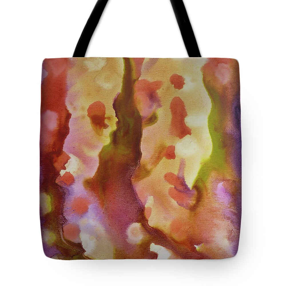 Lava Flows Tote Bag featuring the painting Lava Lights by Audrey Peaty