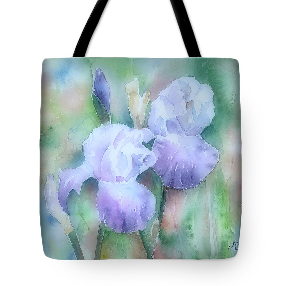 Iris Tote Bag featuring the painting Lavender Iris by Arline Wagner