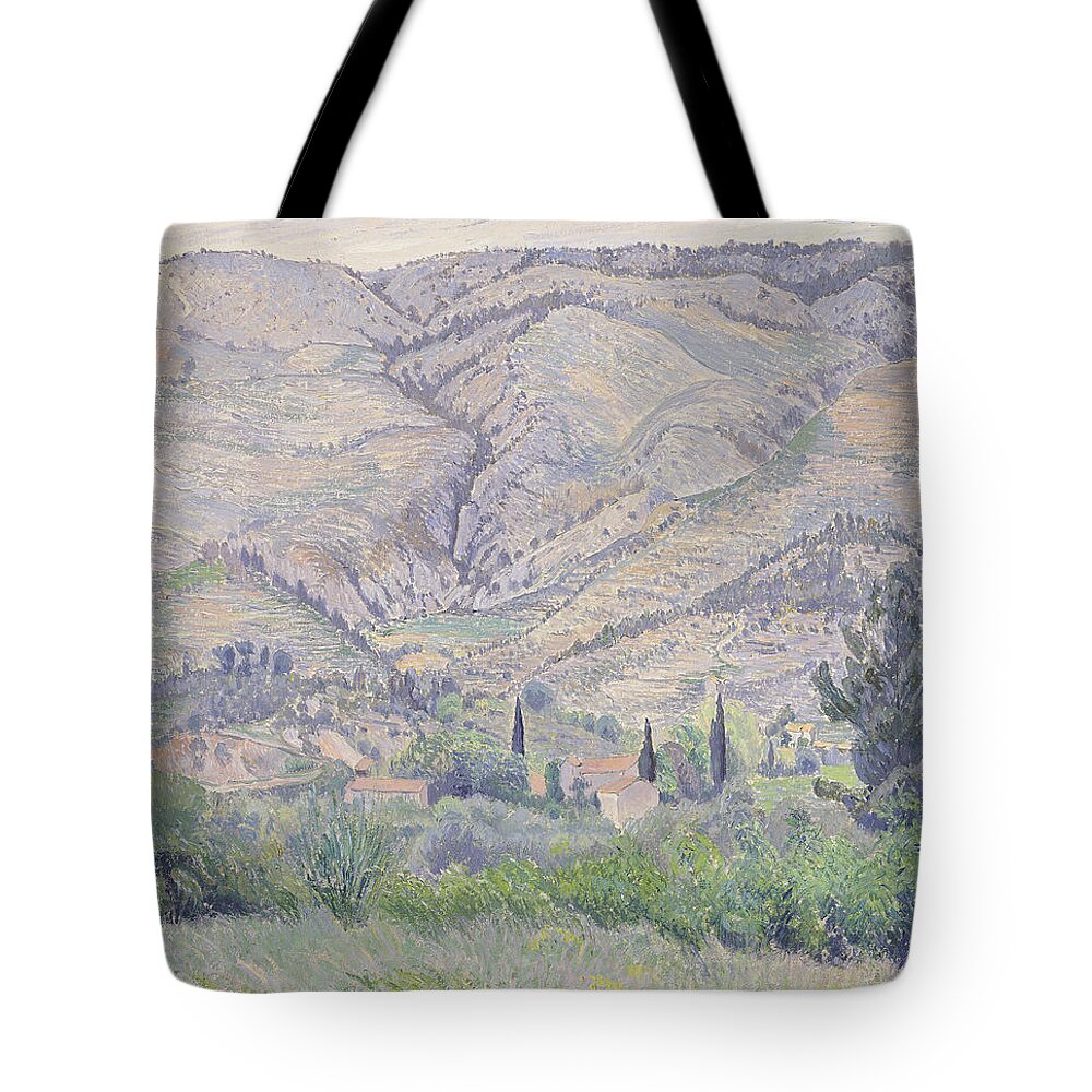 Camille Tote Bag featuring the painting Le Ragas near Toulon by Camille Pissarro