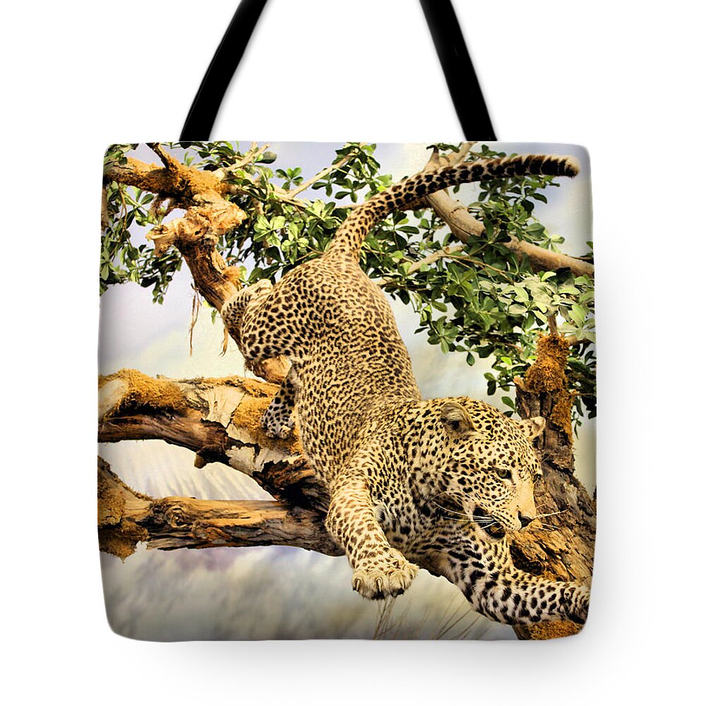 Leopard Tote Bag featuring the photograph Leaping Leopard by Kristin Elmquist