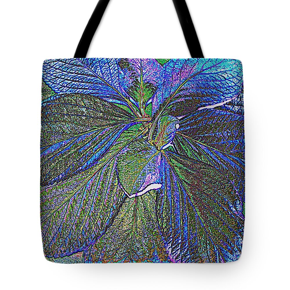 Leaf Tote Bag featuring the photograph Leaves of Blue by Leslie Revels