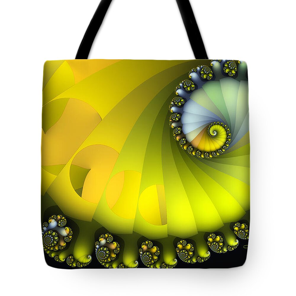 Fractal Tote Bag featuring the digital art Lemon Kiss by Jutta Maria Pusl