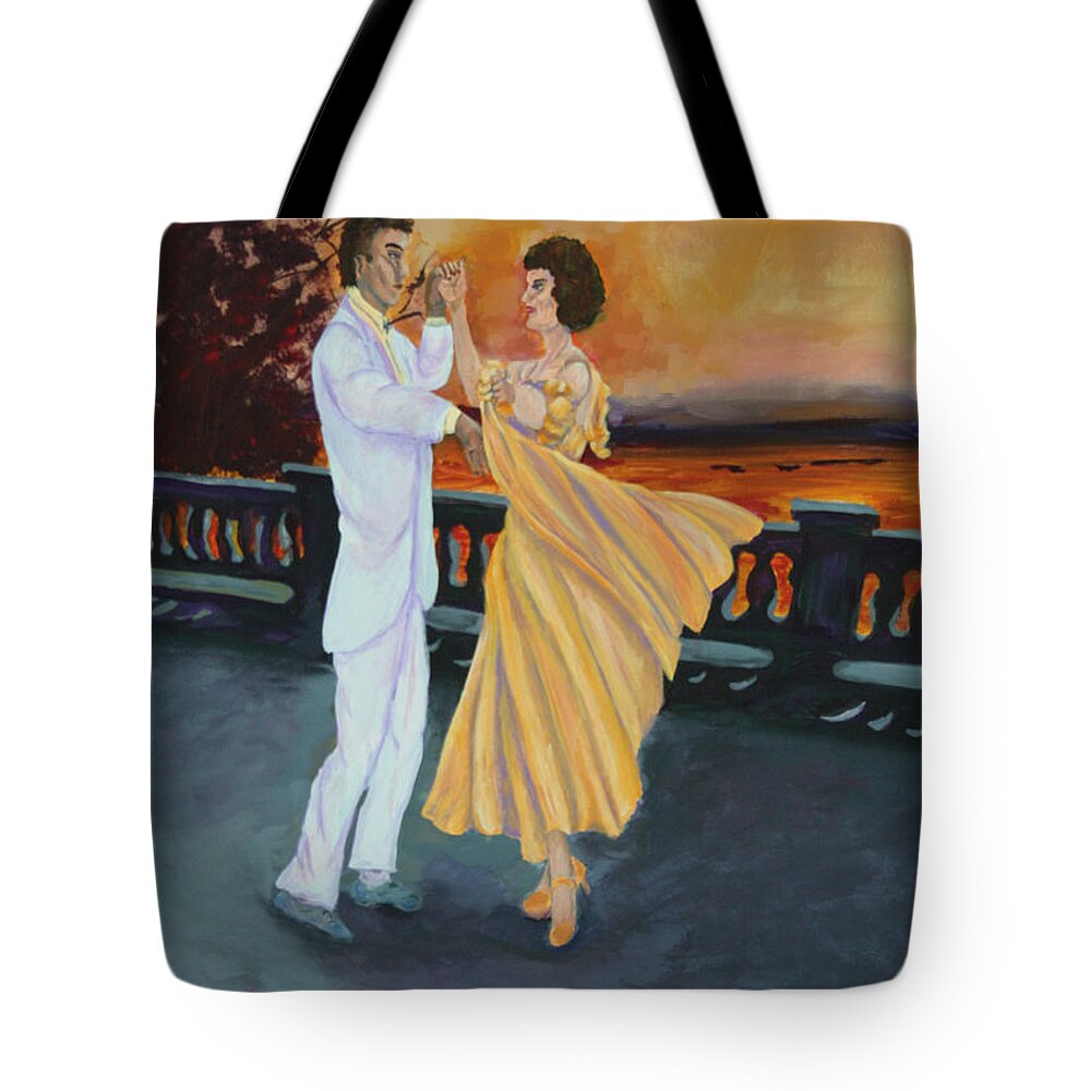 Gail Daley Tote Bag featuring the painting Let's Dance by Gail Daley
