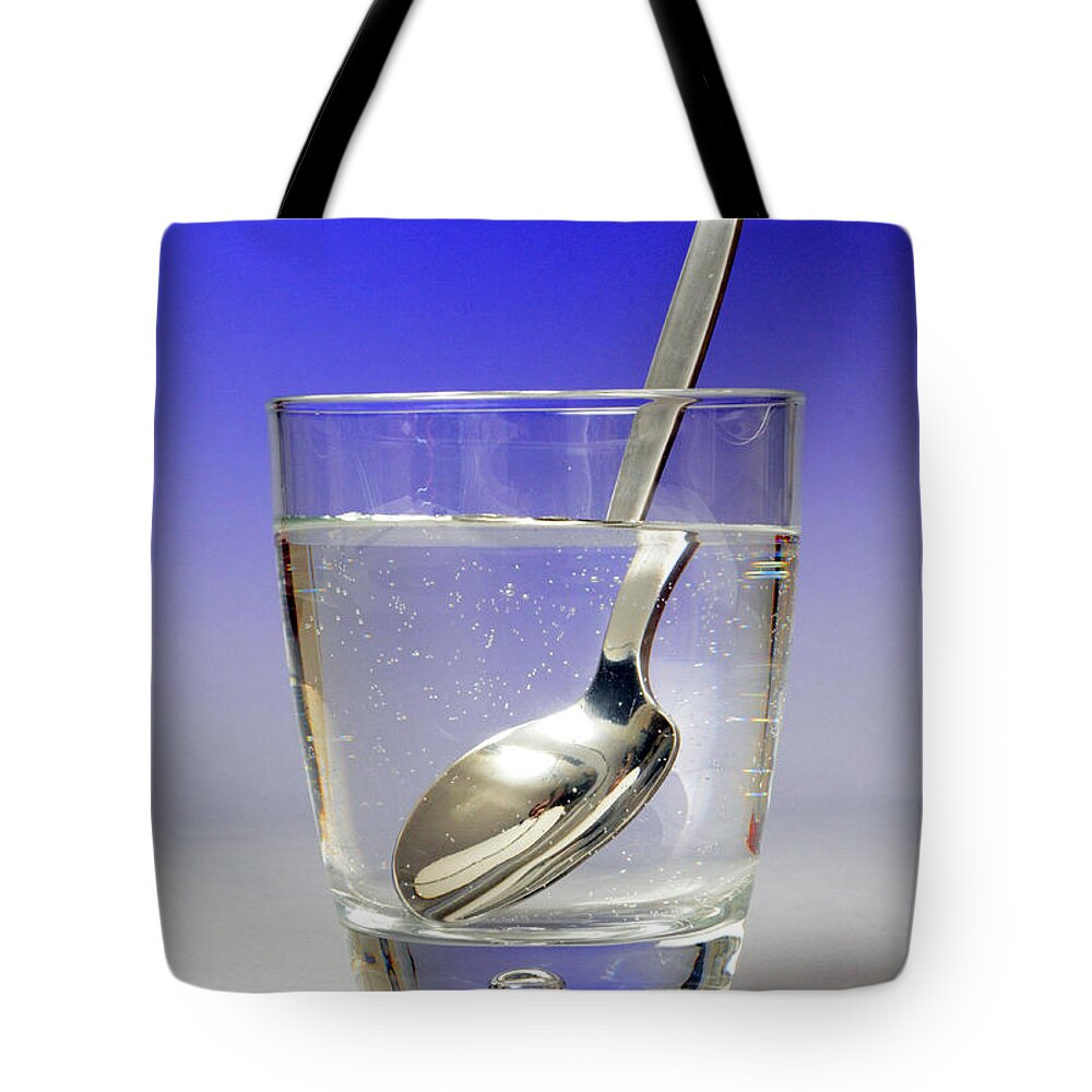 Angle Of Incidence Tote Bag featuring the photograph Light Refraction Demonstration by Photo Researchers, Inc.