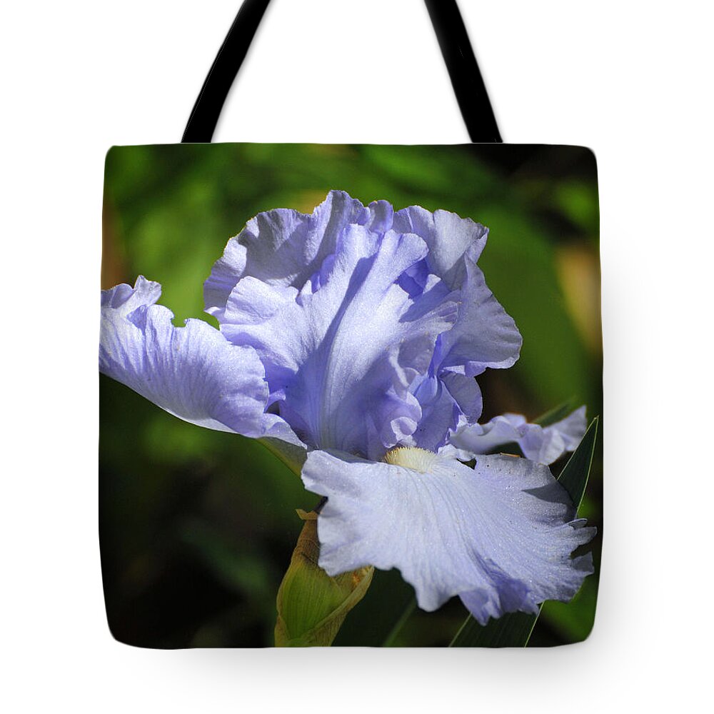 Beautiful Iris Tote Bag featuring the photograph Lilac Blue Iris Flower by Jai Johnson