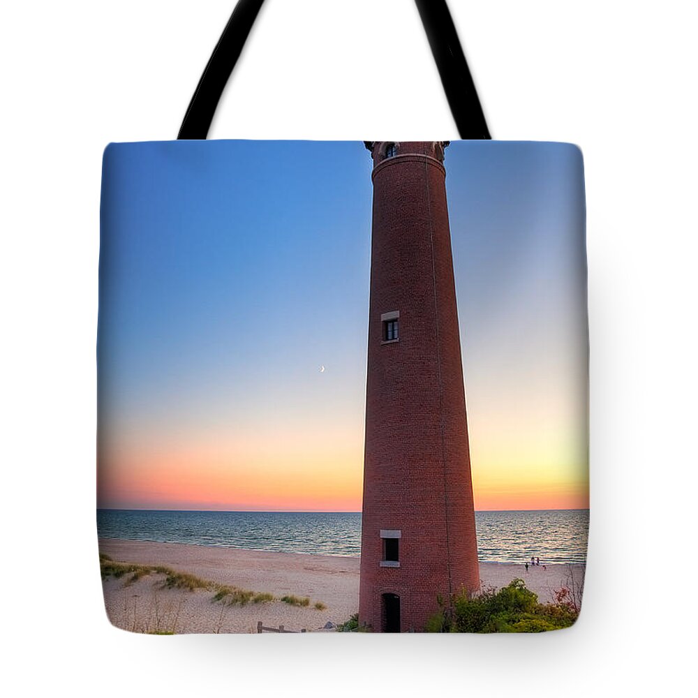 Beach Tote Bag featuring the photograph Little Sable Point Light Station by Larry Carr