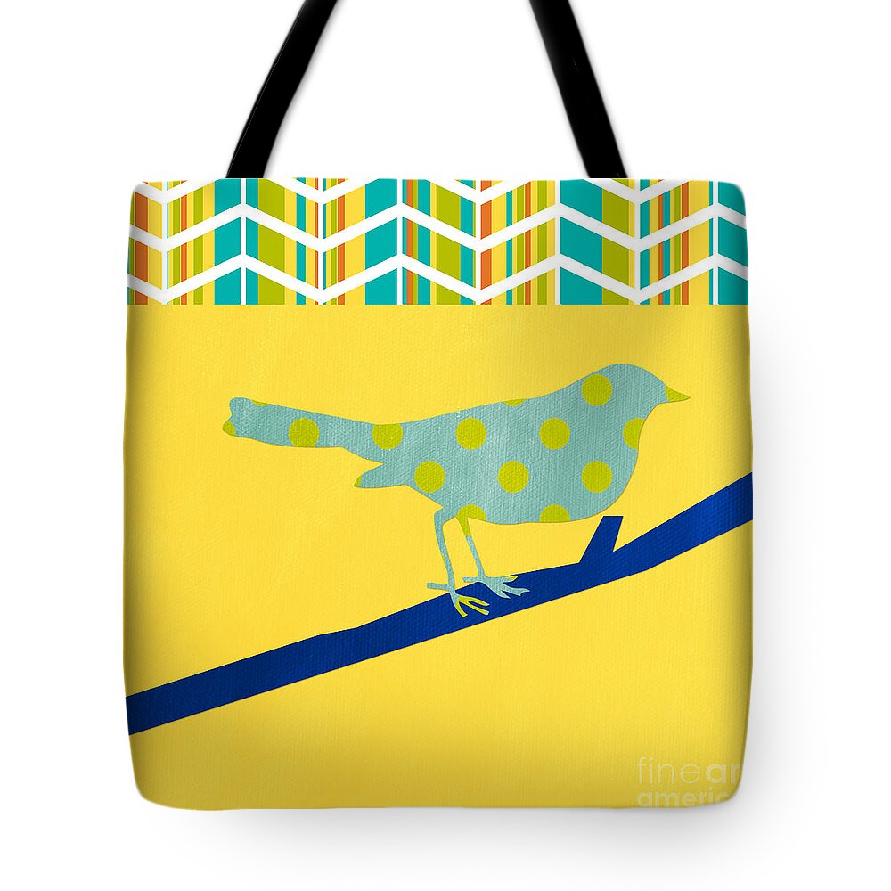 Bird Tote Bag featuring the mixed media Little Song Bird by Linda Woods