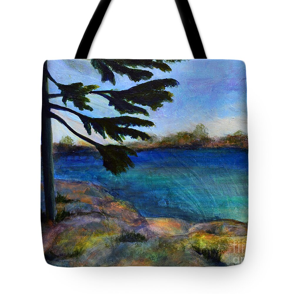 Pine Tote Bag featuring the painting Lone Pine by Claire Bull
