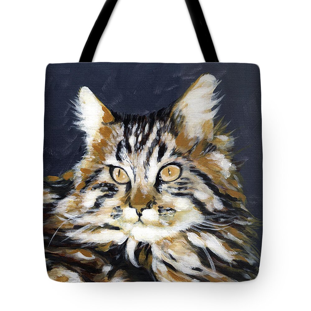 Tabby Tote Bag featuring the painting Looking At Me? by Stan Kwong