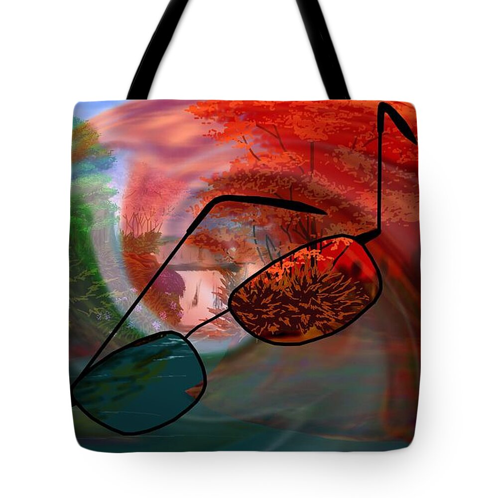 Glasses Tote Bag featuring the digital art Looking Forward Looking Back by Alice Chen