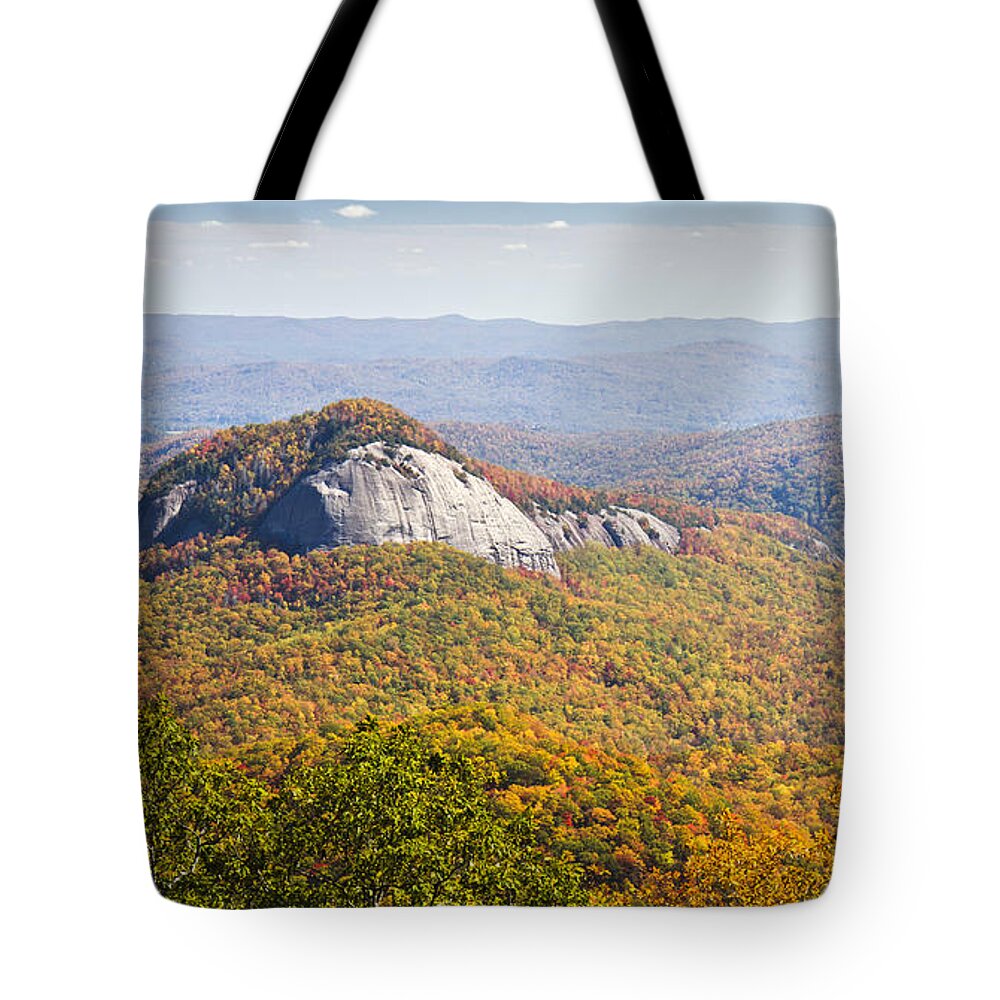 Autumn Tote Bag featuring the photograph Looking Glass Rock Blue Ridge Parkway by Pierre Leclerc Photography